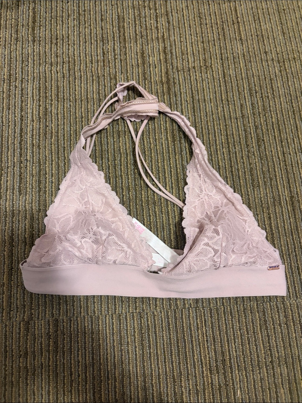 PINK Victoria's Secret Lace Halter Bralette - Light Pink